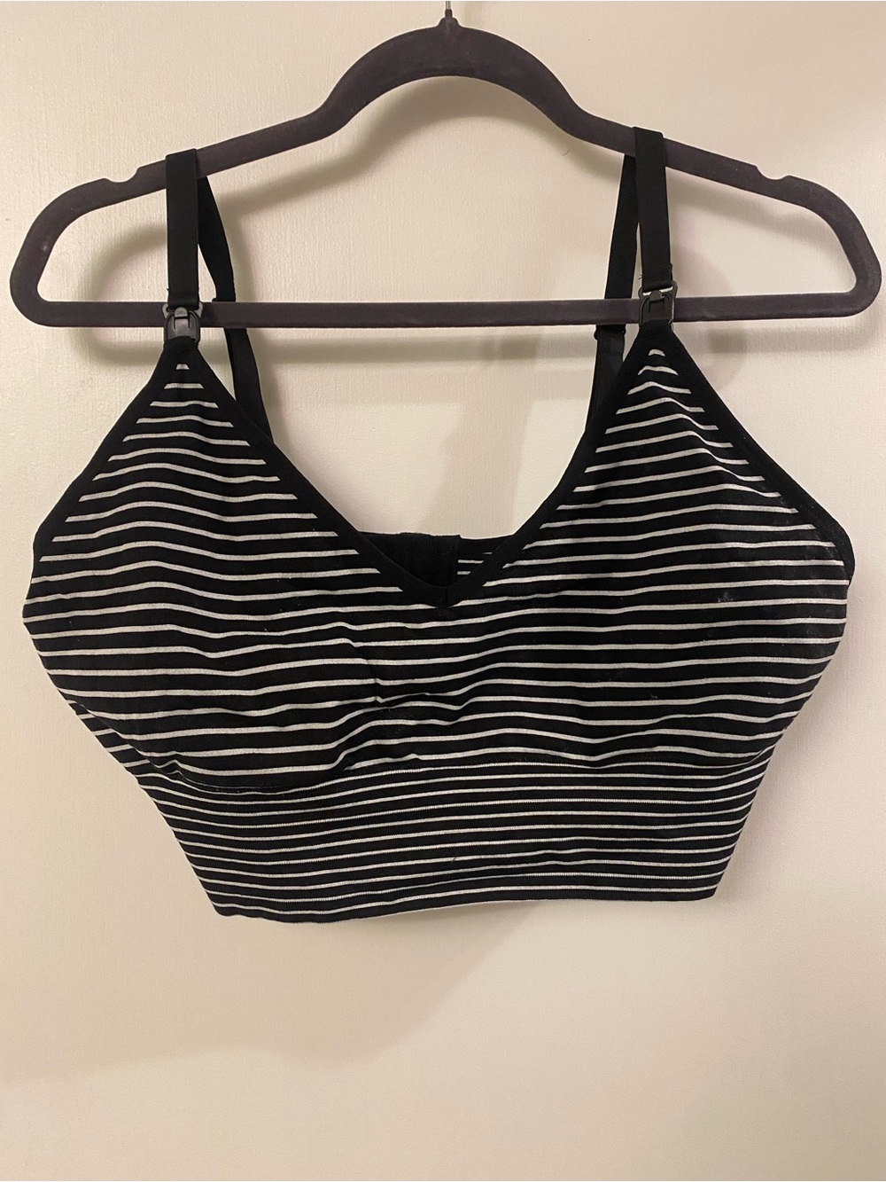 Leading Lady Nursing Bra Black & White Striped Longline 4X